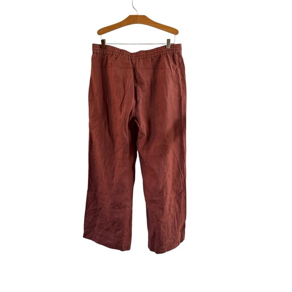 Eileen Fisher Organic Linen Terracotta Rust Pull On Pants Oversized Wide Leg XS - Picture 4 of 5